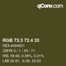 カラーコード: RGB 73.3 72.4 33 | qconv.com