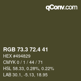 カラーコード: RGB 73.3 72.4 41 | qconv.com