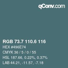 カラーコード: RGB 73.7 110.6 116 | qconv.com