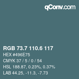 カラーコード: RGB 73.7 110.6 117 | qconv.com