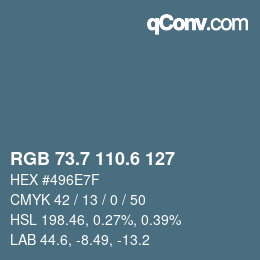 カラーコード: RGB 73.7 110.6 127 | qconv.com