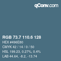 カラーコード: RGB 73.7 110.6 128 | qconv.com