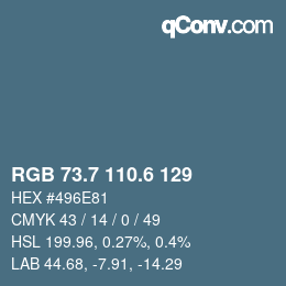 カラーコード: RGB 73.7 110.6 129 | qconv.com