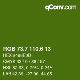 カラーコード: RGB 73.7 110.6 13 | qconv.com