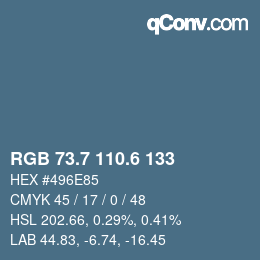 カラーコード: RGB 73.7 110.6 133 | qconv.com
