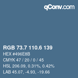 カラーコード: RGB 73.7 110.6 139 | qconv.com