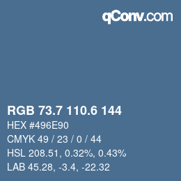 カラーコード: RGB 73.7 110.6 144 | qconv.com
