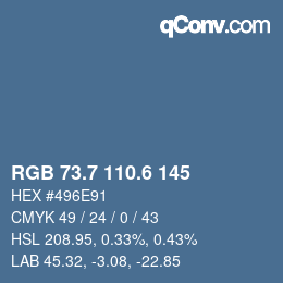 カラーコード: RGB 73.7 110.6 145 | qconv.com