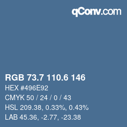 カラーコード: RGB 73.7 110.6 146 | qconv.com