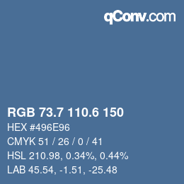 カラーコード: RGB 73.7 110.6 150 | qconv.com