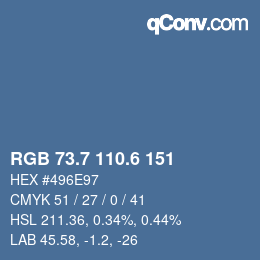 カラーコード: RGB 73.7 110.6 151 | qconv.com