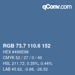 カラーコード: RGB 73.7 110.6 152 | qconv.com
