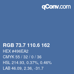 カラーコード: RGB 73.7 110.6 162 | qconv.com