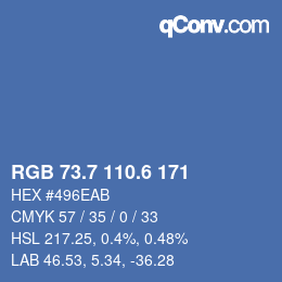 カラーコード: RGB 73.7 110.6 171 | qconv.com