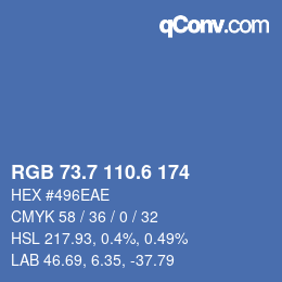 カラーコード: RGB 73.7 110.6 174 | qconv.com