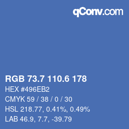カラーコード: RGB 73.7 110.6 178 | qconv.com