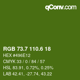 カラーコード: RGB 73.7 110.6 18 | qconv.com