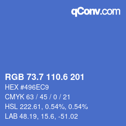 カラーコード: RGB 73.7 110.6 201 | qconv.com