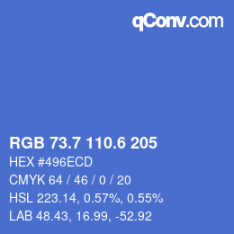 カラーコード: RGB 73.7 110.6 205 | qconv.com