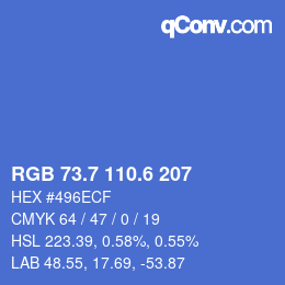カラーコード: RGB 73.7 110.6 207 | qconv.com