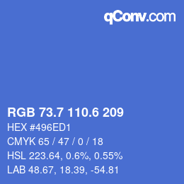 カラーコード: RGB 73.7 110.6 209 | qconv.com