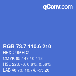 カラーコード: RGB 73.7 110.6 210 | qconv.com