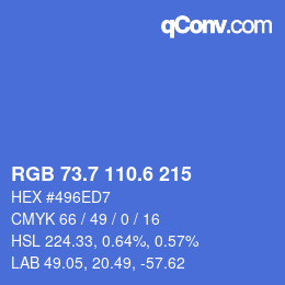 カラーコード: RGB 73.7 110.6 215 | qconv.com