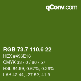 カラーコード: RGB 73.7 110.6 22 | qconv.com