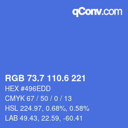 カラーコード: RGB 73.7 110.6 221 | qconv.com