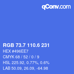 カラーコード: RGB 73.7 110.6 231 | qconv.com