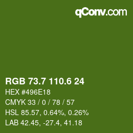 カラーコード: RGB 73.7 110.6 24 | qconv.com