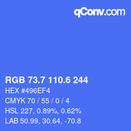 カラーコード: RGB 73.7 110.6 244 | qconv.com