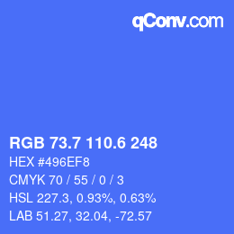 カラーコード: RGB 73.7 110.6 248 | qconv.com