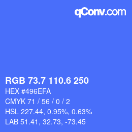 カラーコード: RGB 73.7 110.6 250 | qconv.com