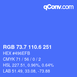 カラーコード: RGB 73.7 110.6 251 | qconv.com