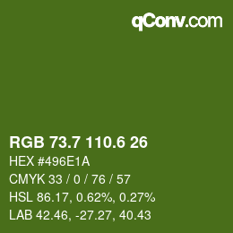 カラーコード: RGB 73.7 110.6 26 | qconv.com