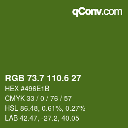 カラーコード: RGB 73.7 110.6 27 | qconv.com
