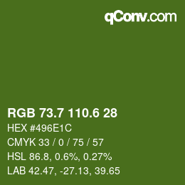 カラーコード: RGB 73.7 110.6 28 | qconv.com