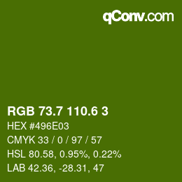 カラーコード: RGB 73.7 110.6 3 | qconv.com