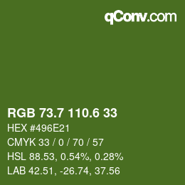 カラーコード: RGB 73.7 110.6 33 | qconv.com