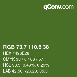 カラーコード: RGB 73.7 110.6 38 | qconv.com