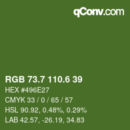 カラーコード: RGB 73.7 110.6 39 | qconv.com