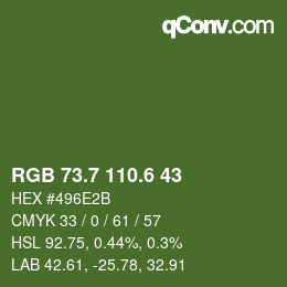 カラーコード: RGB 73.7 110.6 43 | qconv.com