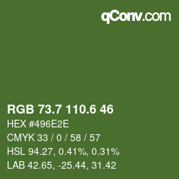 カラーコード: RGB 73.7 110.6 46 | qconv.com