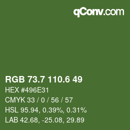 カラーコード: RGB 73.7 110.6 49 | qconv.com
