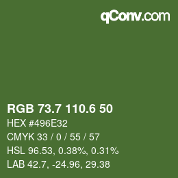 カラーコード: RGB 73.7 110.6 50 | qconv.com