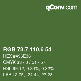 カラーコード: RGB 73.7 110.6 54 | qconv.com