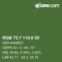 カラーコード: RGB 73.7 110.6 55 | qconv.com