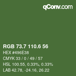 カラーコード: RGB 73.7 110.6 56 | qconv.com