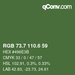 カラーコード: RGB 73.7 110.6 59 | qconv.com